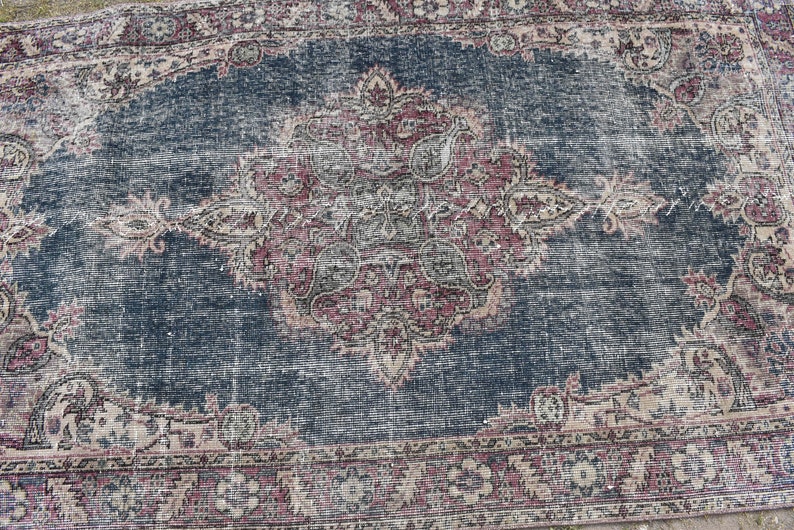 Free Shipping Rug #TR2083 Turkey Rug Low Pile Rug 3.10 x 6.7 Floor Rug Distressed Rug Rug Antique Rug Area Rug Vintage Rug Bohemian