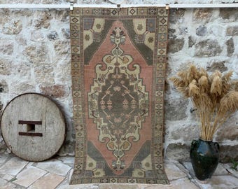 4x8 Vintage Rug, Pink Turkish Rug, 4x8 Handmade Oushak Rug, Bedroom Rug, Office Rug, Anatolian Rug, Designer Rug, Antique Rug, 4' x 7'7"