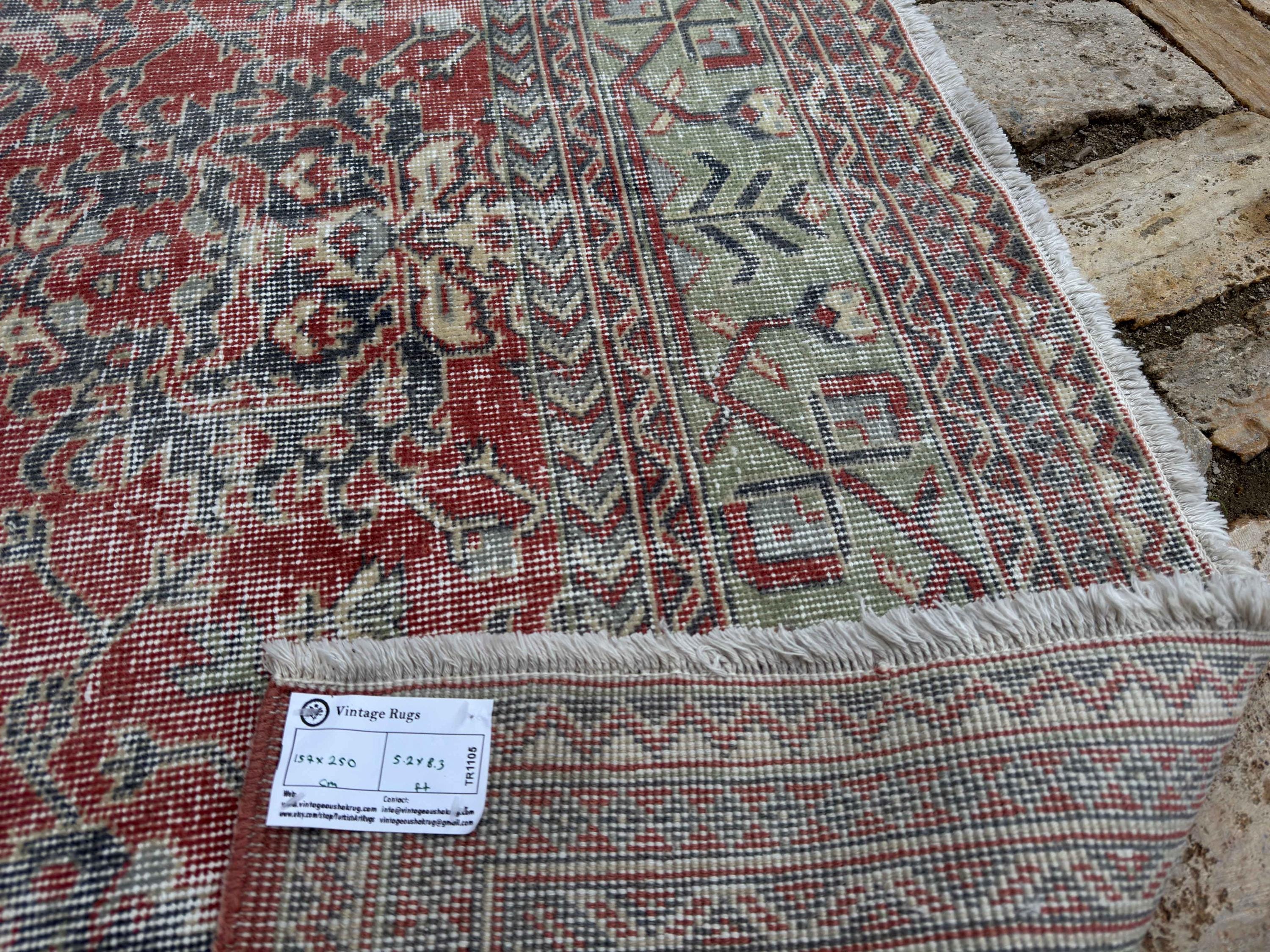5x8 Vintage Rug, Red Turkish Rug, 5x8 Handmade Oushak Rug, Bedroom