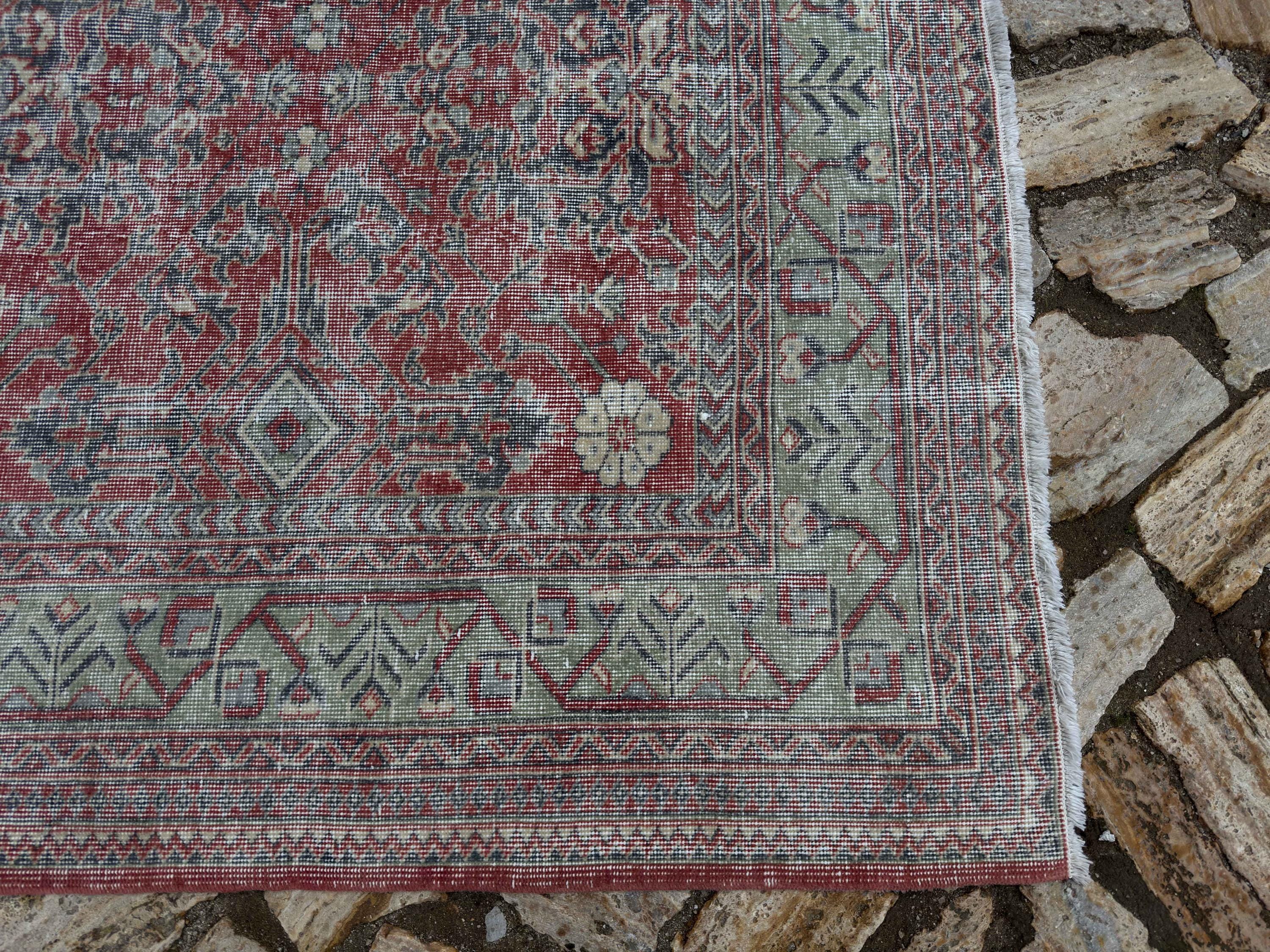 5x8 Vintage Rug, Red Turkish Rug, 5x8 Handmade Oushak Rug, Bedroom
