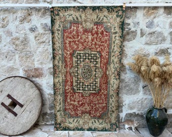 Tappeto vintage 4x7, tappeto turco, tappeto rosso, tappeto anatolico, tappeto fatto a mano, tappeto per camera da letto, tappeto decorativo, tappeto piccolo, tappeto per ingresso, tappeto Oushak 3'9'' x 6'9''