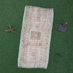 Hand-Knotted Small Rug 2x3 Pale Orange Carpet, Bathroom Rug, Turkish Rug, Oushak Rug, Tiny Rug, Home Decorative Carpet, Mini Rug #TR1076