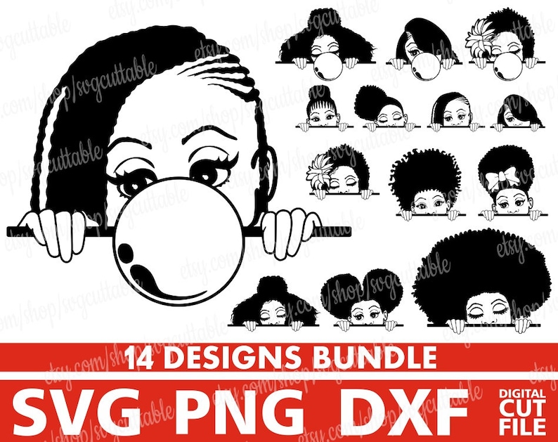Download 14x Sweet Black Girl Bundle svg Melanin poppin svg Peeking ...