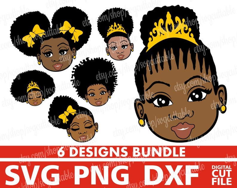 Download 6x Sweet Afro Girl Bundle svg Black kid svg Melanin svg | Etsy