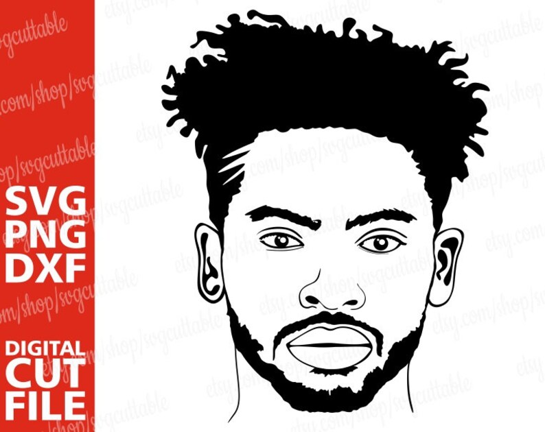 Download Art Collectibles Clip Art Digital Silhouette Jpg Short Beard File Beard Black Man Svg Stencil Afro Men Clipart Dxf Curly Hair Svg Eps Hipster Beard