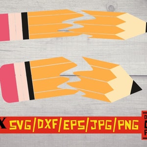 2x Broken Crayon svg, Professor SVG, volta às aulas svg, Pencil svg, arquivos vetoriais cortáveis, clipart, para CriCut Silhouette cameo jpg png dxf