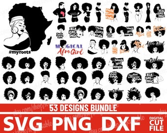 Afro Woman SVG Bundle, Black Girl Silhouette, Natural Hair (Digital File)