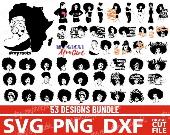 Download 53 Black Girl Bundle Afro Svg Afro Lady Svg File Africa Etsy