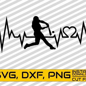 Baseball Player svg, Heart Beat svg, ECG svg, Heartbeatsvg, Sport , Hobby, Cuttable bestanden, File for Cricut, Silhouette, Instant download