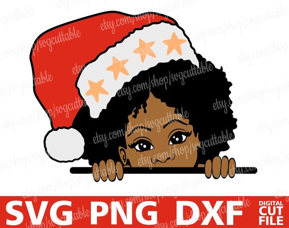 Download Free Peeking Black Girl Svg Christmas Hat Svg Santa Peek A Boo Etsy SVG DXF Cut File