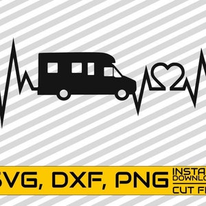 Camper Svg, Herz Beat Svg, Camping Svg, Reise Svg, Abenteuer, Van Svg, Schneidbare Dateien, Vektor, Datei für Cricut, Silhouette, sofortiger Download