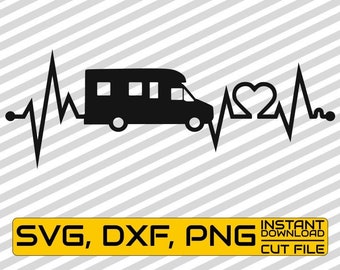 Camper Svg, Herz Beat Svg, Camping Svg, Reise Svg, Abenteuer, Van Svg, Schneidbare Dateien, Vektor, Datei für Cricut, Silhouette, sofortiger Download