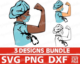 Paquete de archivos SVG de mujeres negras fuertes y doctoras, empoderamiento femenino, Cricut Silhouette (archivo digital)