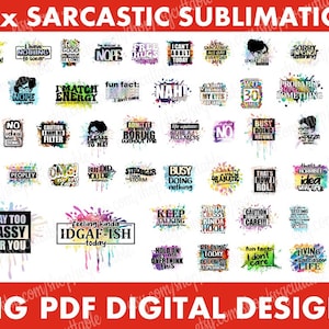 50x Sarcastische Sublimatie Bundel Png, Grappig Citaat Png, Sarcastische Gezegden Png, Sarcasme PNG, Grappige Bundel Png, Sassy Png, Digitale Download