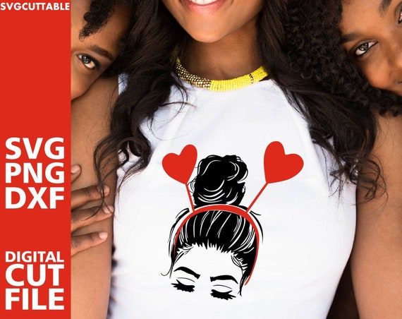Image of Messy bun with a headband Valentine's Day hairstyle