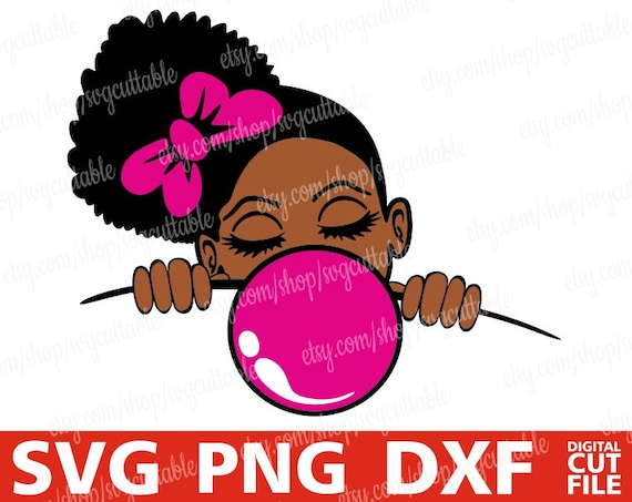 Download Free Peeking Girl Svg Afro Bun Svg Melanin Poppin Bubble Gum Etsy SVG Cut Files