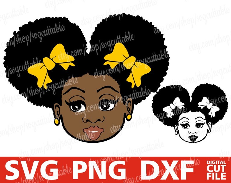 Black Girl with Afro Puffs svg Afro woman svg Melanin svg | Etsy