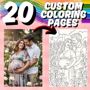 20x Custom Coloring Pages from Photo, Personalized coloring page, Custom Coloring Book Page, Party Activity Sheet, Printable, Custom Gift