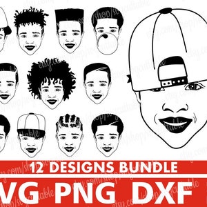 12x Afro Boy Bundle svg, menino negro, crianças negras svg, homem negro, svg afro-americano, silhueta, download instantâneo, arquivo Cricut, arquivo cortado