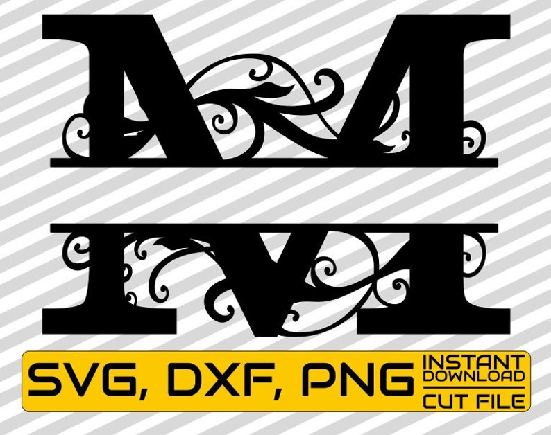 Download Floral svg Split Monogram Files Letter M Calligraphy Font | Etsy