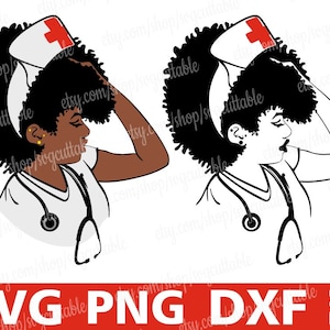 Beauty Black Nurse With Natural Hair Svg Nurse Stethoscope - Etsy