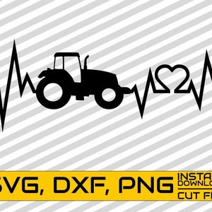 Farm Tractor svg, Heart Beat svg, Farmer svg, Farm Life vector, Cuttable files, Vector, File for Cricut, Silhouette, Téléchargement instantané