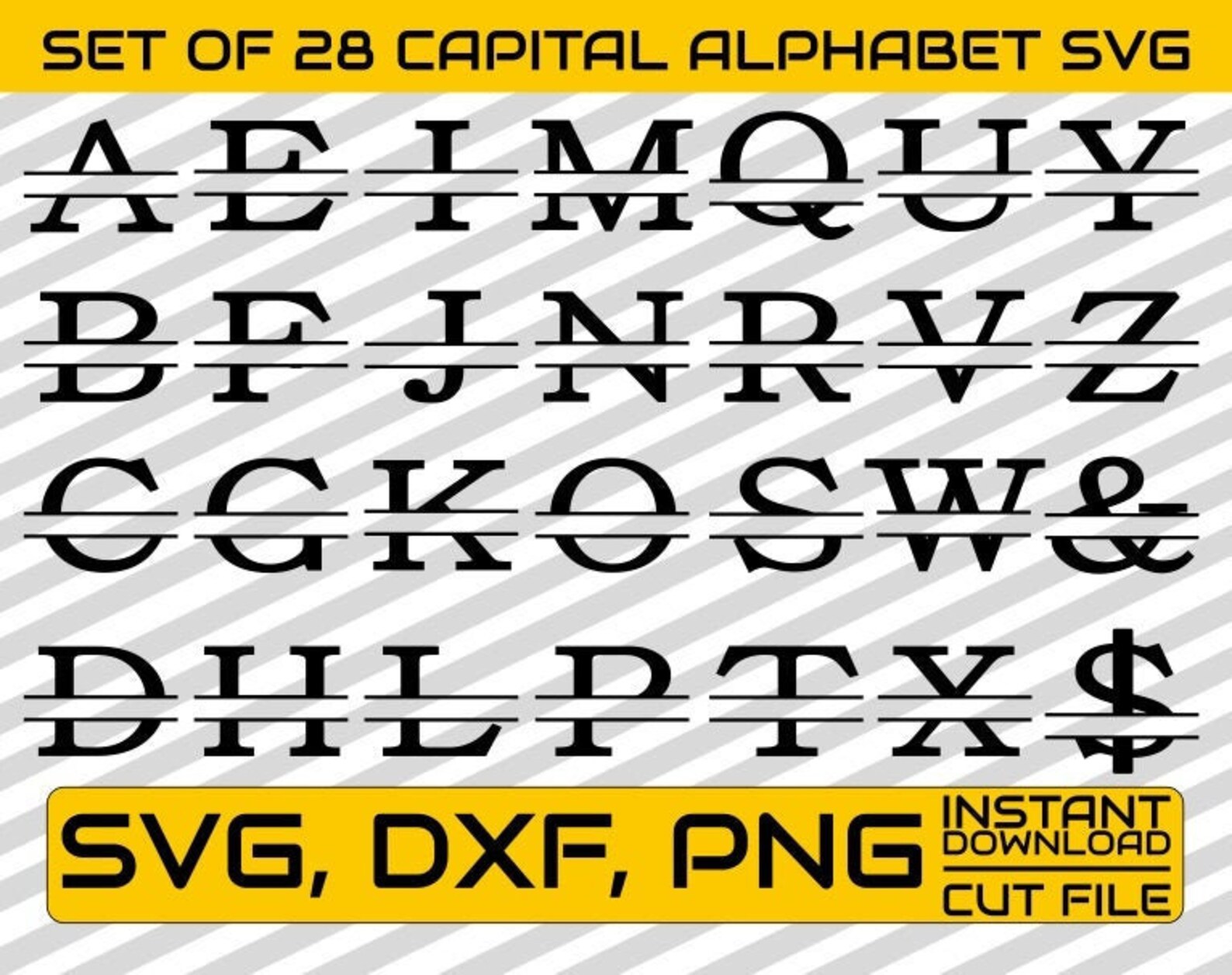 Split Letter Monogram SVG Bundle, Calligraphy Font (digital Download ...