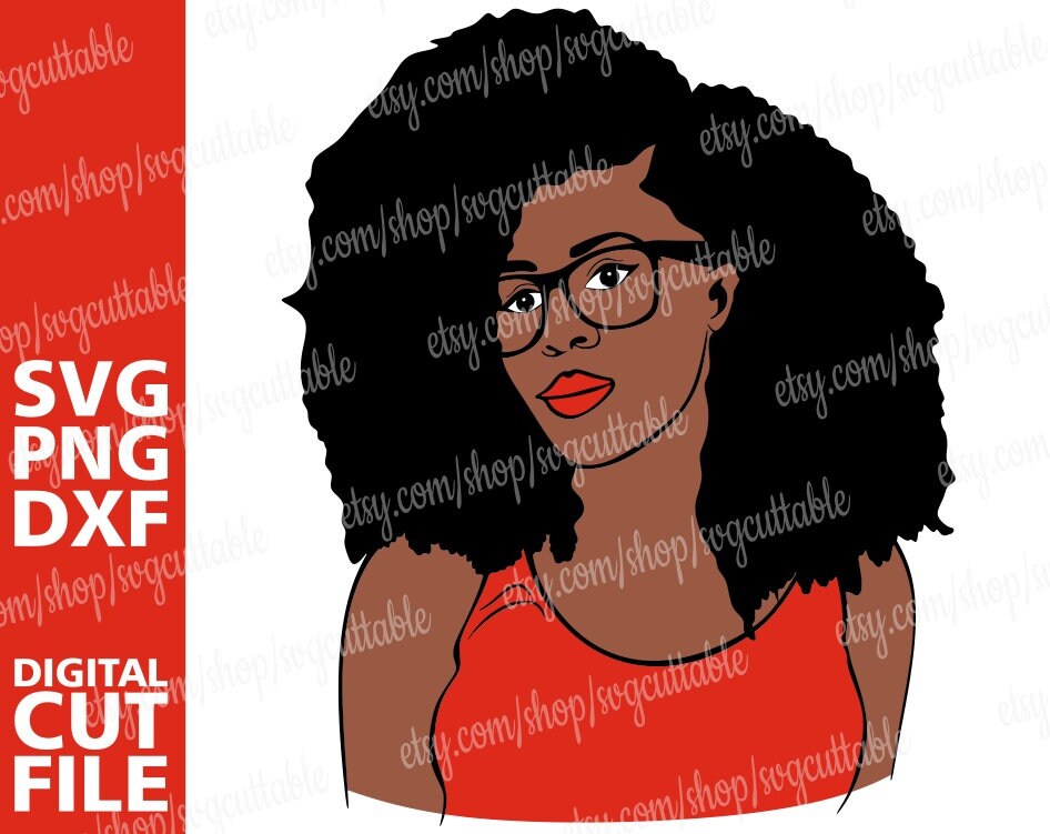 Woman in Glasses Svg Curly Hair Svg Melanin Afro Svg Black Etsy Canada