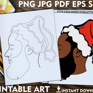 Beard Man Png, Printable Adult Coloring Page, Paint Canvas, Santa Claus, Printable Art, Instant download, Coloring Pages, Christmas Png,