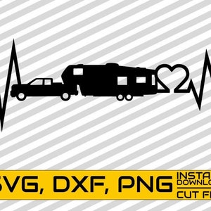 Camping svg, Heart Beat svg, Camper svg, Motor Home svg, Caravan svg, Cuttable bestanden, Vector, File for Cricut, Silhouette, Instant download