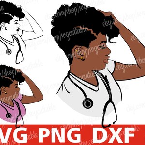 Paramedic Life svg, Hospital svg, Medical svg, Stethoscope svg, Black Woman, Natural Hair, scrubs svg, Silhouette, File for Cricut