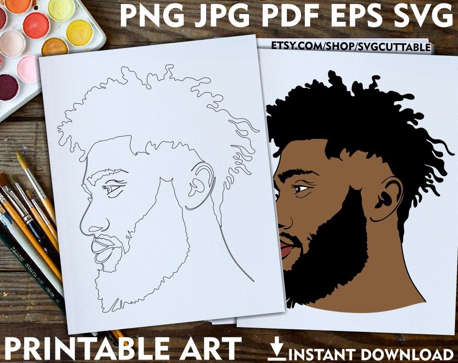 Beard Man Png Printable Adult Coloring Page Digi Stamp Etsy Singapore