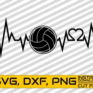 Heart Beat svg, volleybal svg, Life, Heartbeatsvg, Sports svg, Hobby, Cuttable bestanden, File for Cricut, Vector, Silhouette, Instant download