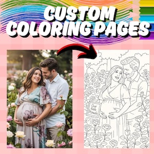 Custom Coloring Pages from Photo, Personalized coloring page, Custom Coloring Book Page, Party Activity Sheet, Printable, Custom Gift