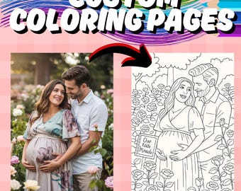 Página para colorear con foto personalizada, retrato personalizado (descarga digital)