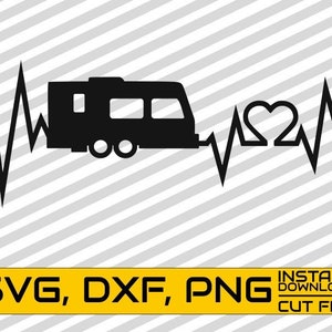Camping svg, Heart Beat svg, Camper svg, Motor Home svg, Adventure, Cuttable bestanden, Vector, File for Cricut, Silhouette, Instant download