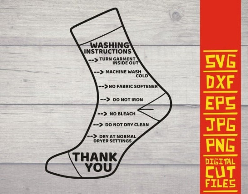 2x Socks Washing Instructions Svg Care Instruction Cards Svg Etsy