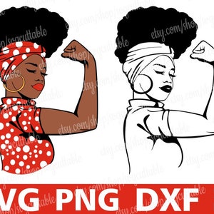 Sterke Zwarte Vrouw in Bandana svg, Zwarte Vrouw svg, Zwart Meisje Magie, Girl Power svg, Print, Digitale Download, Silhouet, Bestand voor Cricut