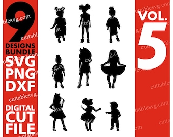 9x Afro Girl Silhouette Designs Bundle svg, Afro Puffs, Kids svg, Fashion Model svg, Dancer, File for Cricut, Silhouette ,Instant download