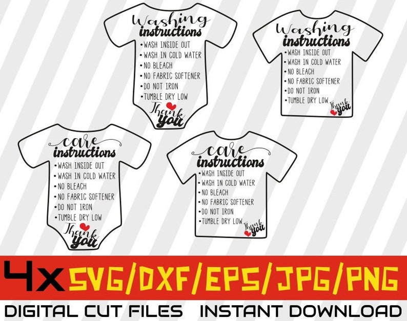 Download 4x T Shirt and baby body Washing Instructions svg Care | Etsy