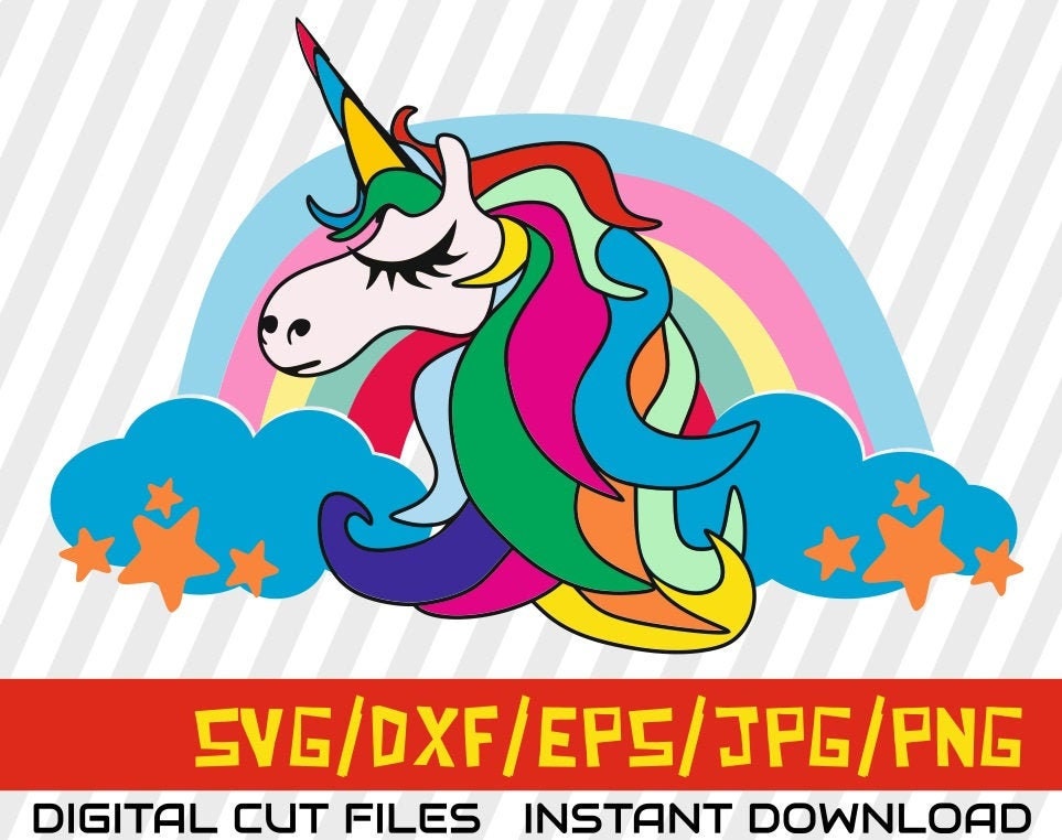 Download Beauty Unicorn Svg Rainbow Svg Cuttable Vector Files Clipart Silhouette Printable Cricut Digital File Instant Download