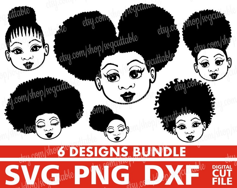 Download 6x Cute Afro Girl Bundle svg Melanin svg Black queen Black ...