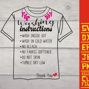 2x T Shirt Washing Instructions Svg Care Instruction Cards - Etsy