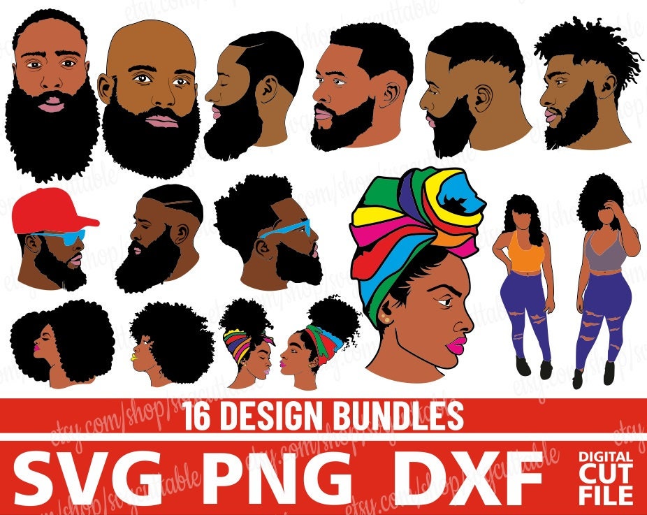 Download 16x Super Bundle Pack Afro Man And Woman Svg Layered Black Woman Svg Afro Girl Svg Beard Man Svg Diva Svg Digital Download Circuit Cut