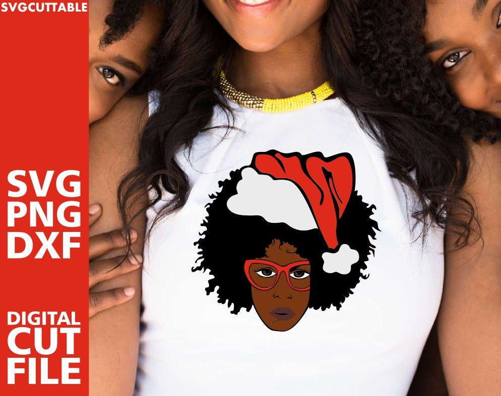Download Christmas Svg Afro Woman In Glasses Svg Black Girl Svg Etsy