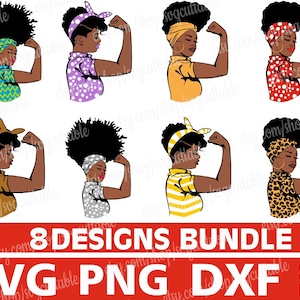 アフリカ系アメリカ人女性のピンナップSVG、アフロヘア女性のクリップアート（デジタルファイル）