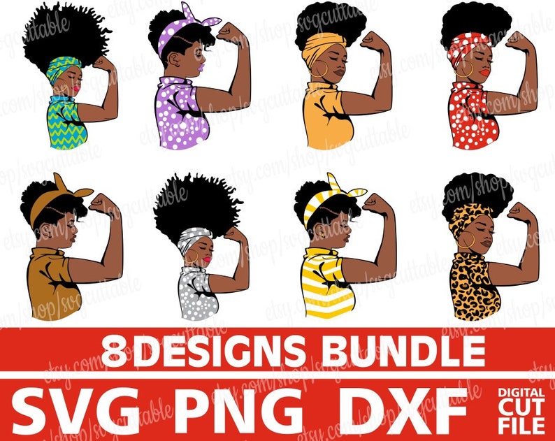 Download 8x Strong Black Woman in Bandana Bundle svg Black Woman ...