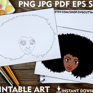 Melanin svg, Printable Adult Coloring Page, Afro svg, Instant download, Coloring Pages, Printable Paint Canvas, Paint Party, Paint And Sip