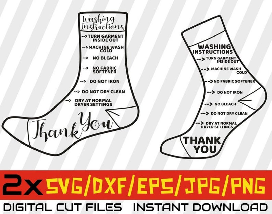 2x Socks Washing Instructions Svg Care Instruction Cards Svg Etsy