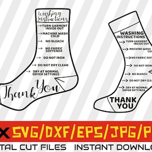 2x Socks Washing Instructions svg, Care Instruction Cards svg, pringitng, Digital File , T-shirt Svg, cuttable care cards, vector